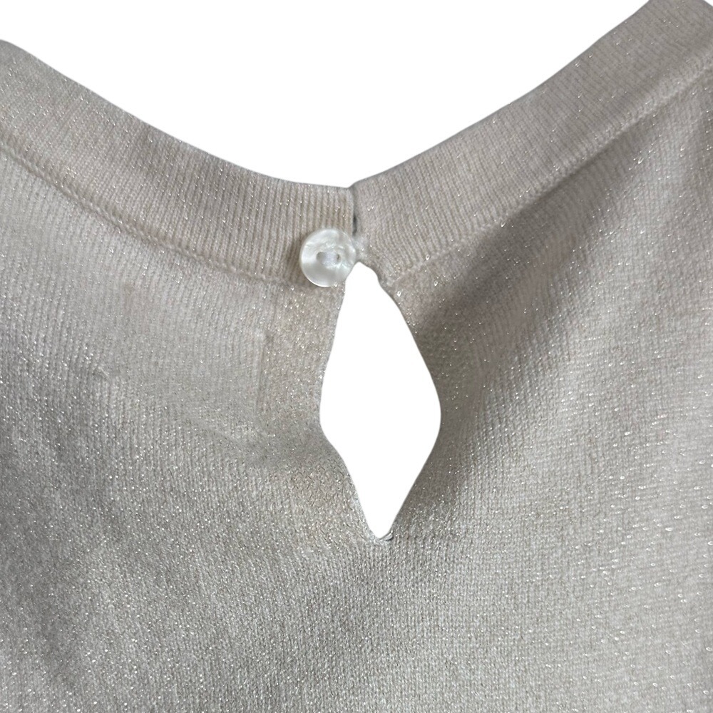 Worthington Champagne Metallic Sleeveless Sweater Shell Keyhole Back XS NWT - Picture 5 of 8